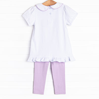 Ghostly Greeting Applique Legging Set, Purple