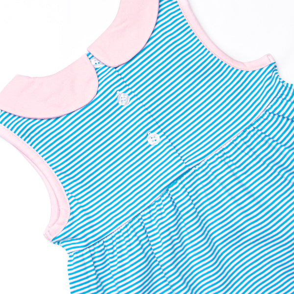 Isabella Ruffle Short Set, Light Pink and Blue Stripe