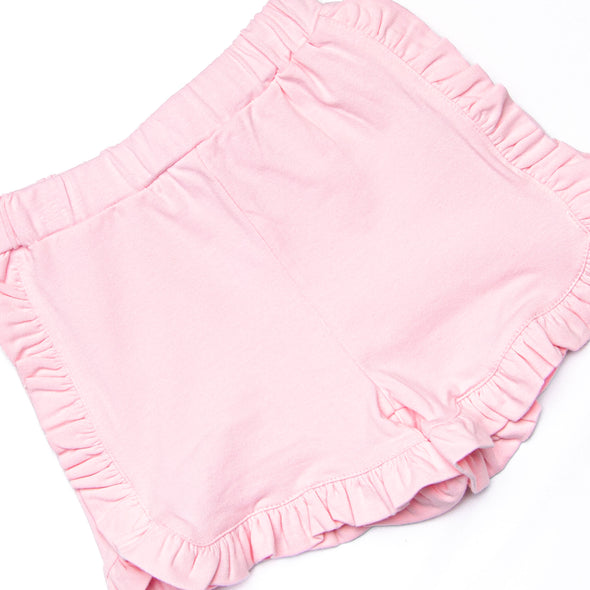 Isabella Ruffle Short Set, Light Pink and Blue Stripe