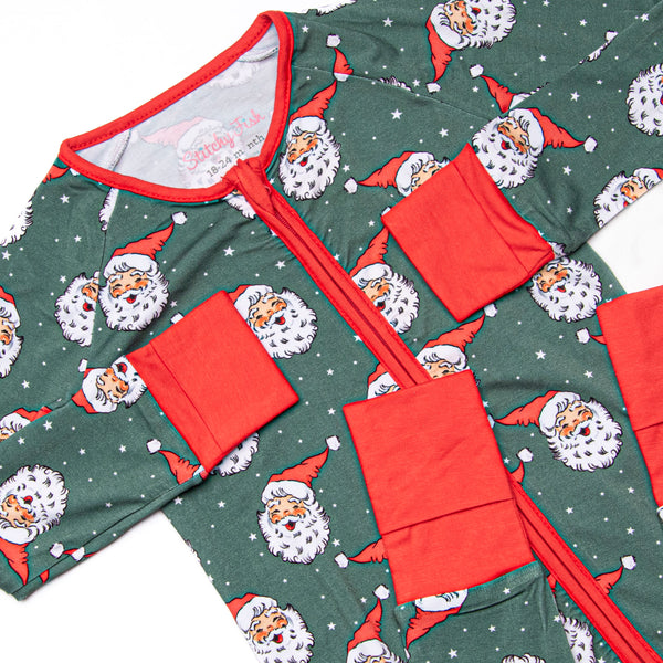 White Christmas Bamboo Zippy Pajama, Green