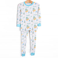 Birthday Bash Bamboo Pajama Set, Blue
