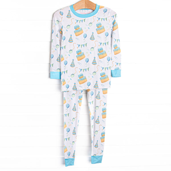 Birthday Bash Bamboo Pajama Set, Blue