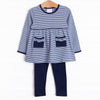 Lexie Legging Set, Navy Stripe