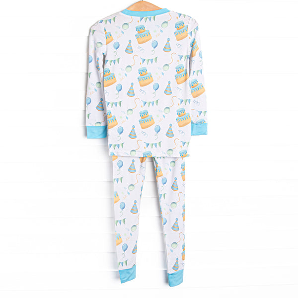 Birthday Bash Bamboo Pajama Set, Blue