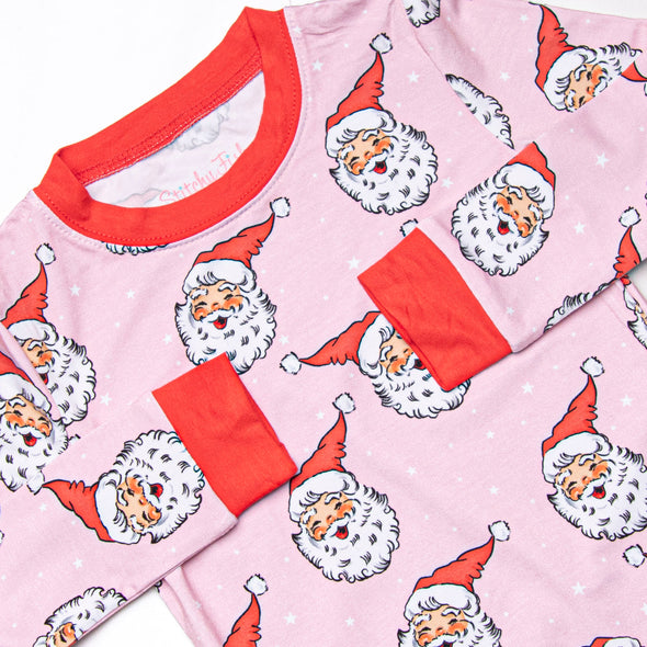 Pink Christmas Bamboo Pajama Set, Pink