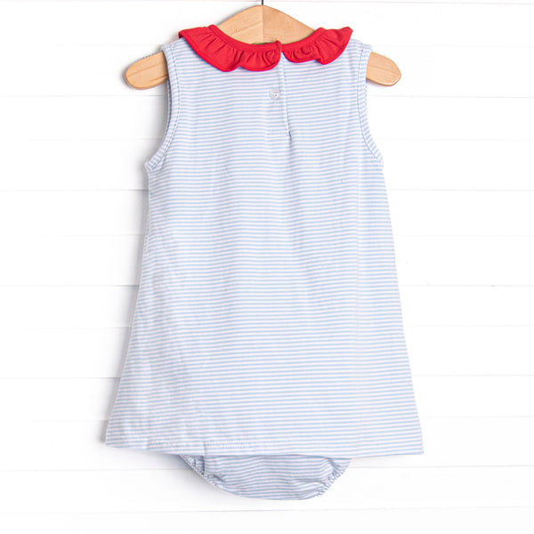 Foul Ball Applique Skirted Bubble, Blue Stripe