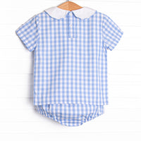 A+ Apple Embroidered Diaper Set, Blue