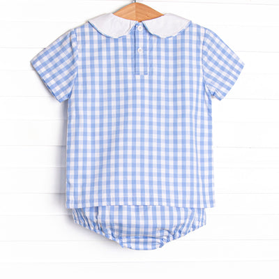 A+ Apple Embroidered Diaper Set, Blue