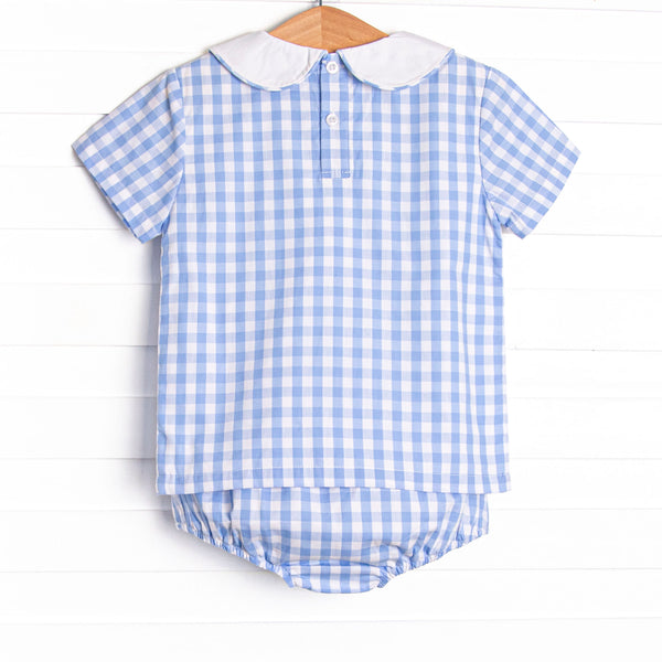 A+ Apple Embroidered Diaper Set, Blue