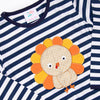 Mr. Turkey Romper, Navy Stripe
