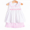 Gracie Gingham Smocked Short Set, Pink