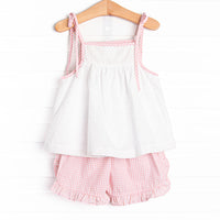 Crustacean Castle Smocked Short Set, Pink