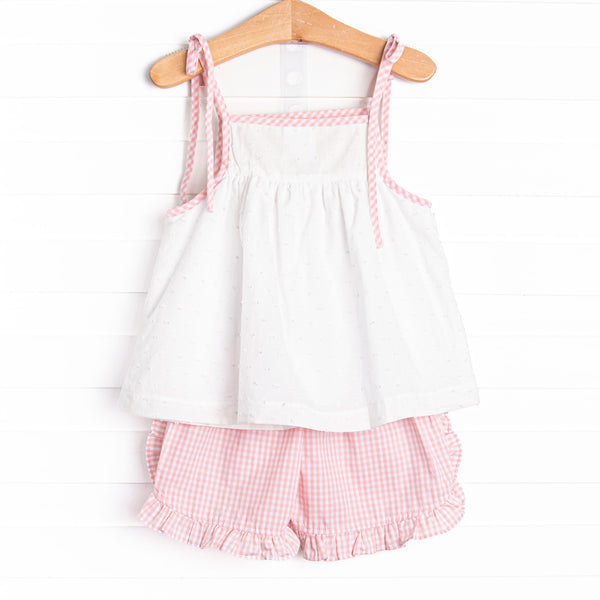 Crustacean Castle Smocked Short Set, Pink