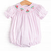 Scalloped Slices Smocked Bubble, Pink Seersucker