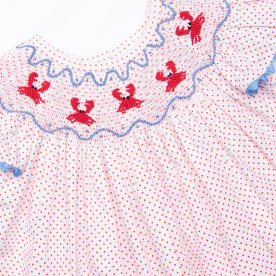 Don't Be Crabby Smocked Bubble, Red