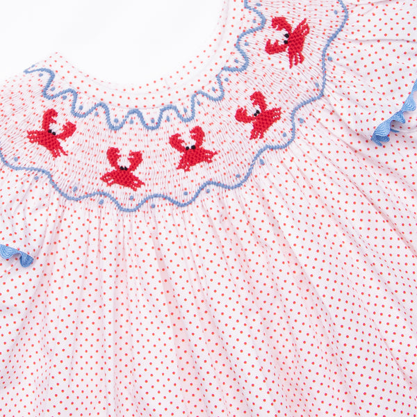 Don't Be Crabby Smocked Bubble, Red