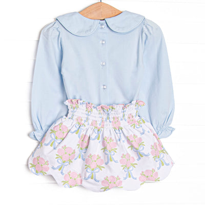 Wrapped in Roses Skirt Set, Blue