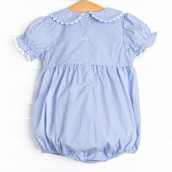 Off to the Races Smocked Girl Bubble, Blue