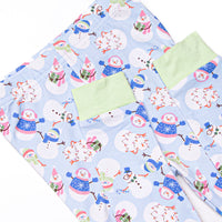 Frosty Friends Bamboo Pajama Set, Blue