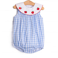 A+ Apple Embroidered Bubble, Blue