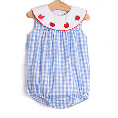 A+ Apple Embroidered Bubble, Blue