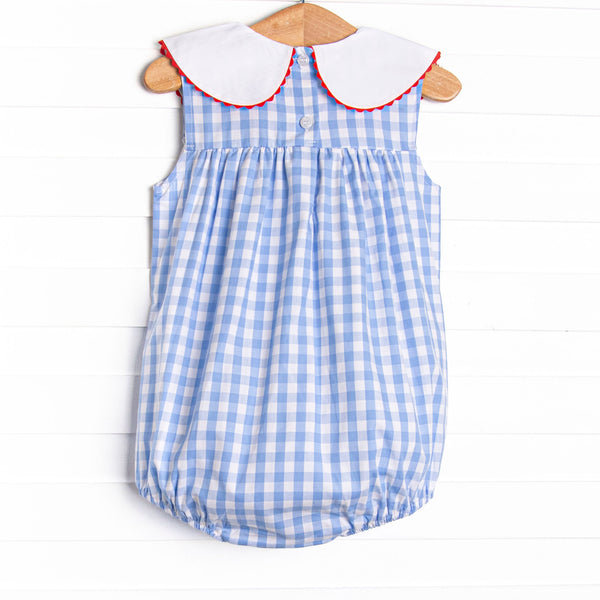 A+ Apple Embroidered Bubble, Blue