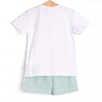 Monster Dreams Smocked Short Set, Green