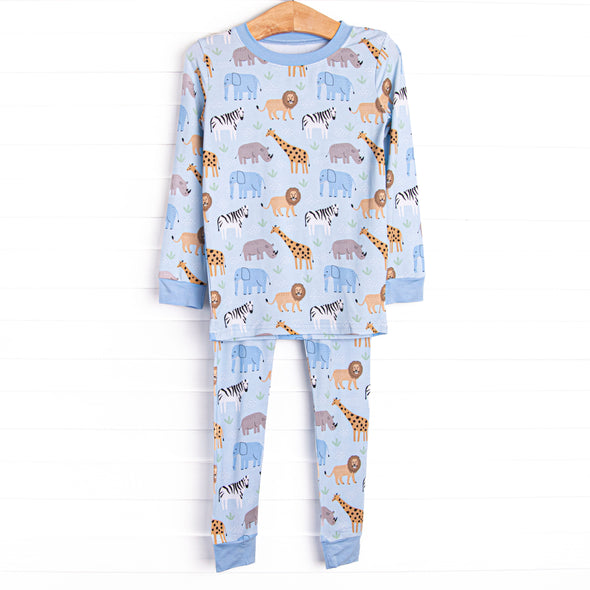 Safari Summer Bamboo Pajama Set, Blue