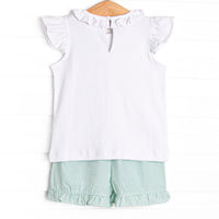 Monster Dreams Smocked Ruffle Short Set, Green