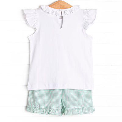 Monster Dreams Smocked Ruffle Short Set, Green