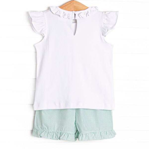 Monster Dreams Smocked Ruffle Short Set, Green