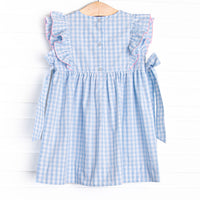 Amusement Park Mouse Smocked Side Tie Dress, Blue
