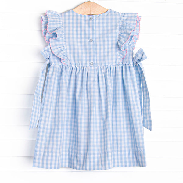 Amusement Park Mouse Smocked Side Tie Dress, Blue