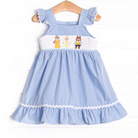 Blushing Beauty Smocked Dress, Blue Gingham