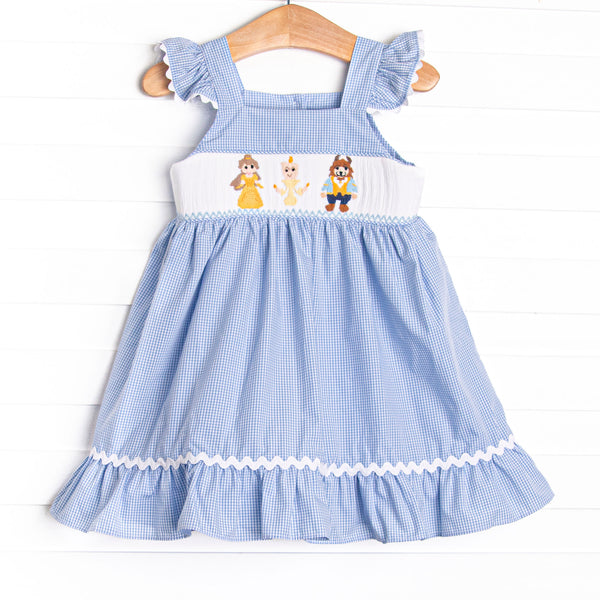 Blushing Beauty Smocked Dress, Blue Gingham