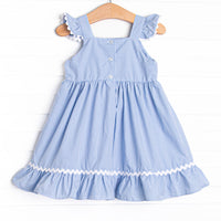 Blushing Beauty Smocked Dress, Blue Gingham
