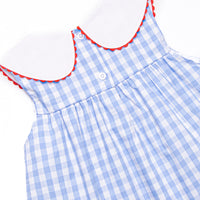 A+ Apple Embroidered Dress, Blue