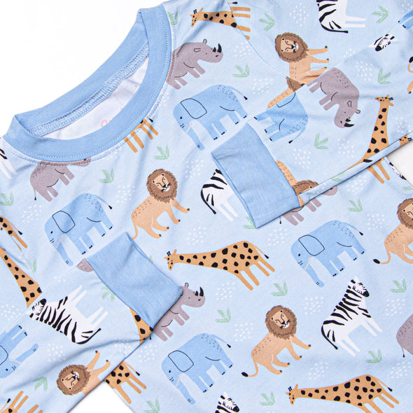 Safari Summer Bamboo Pajama Set, Blue
