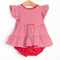 Penny Flutter Sleeve Diaper Set, Red Stripe