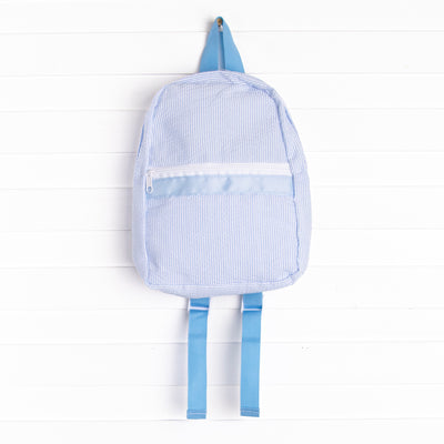 Classroom Carryall Backpack, Blue Seersucker