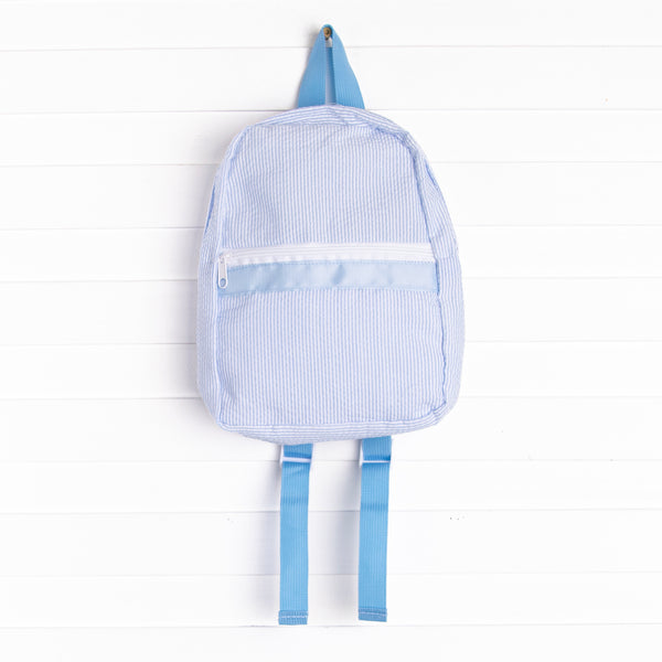 Classroom Carryall Backpack, Blue Seersucker