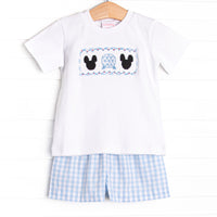 Amusement Park Mouse Smocked Short Set, Blue