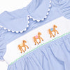 Off to the Races Smocked Girl Bubble, Blue