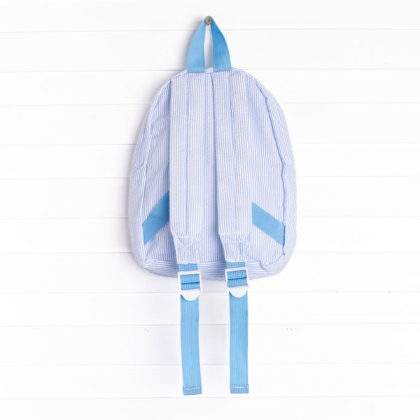 Classroom Carryall Backpack, Blue Seersucker