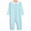 Elliot Long Romper, Mint Stripe