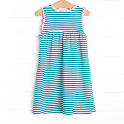 Julie Dress, Light Pink and Teal Stripe