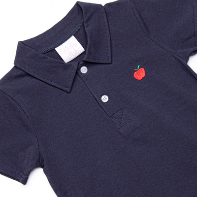 A+ Apple Embroidered Short Set, Blue