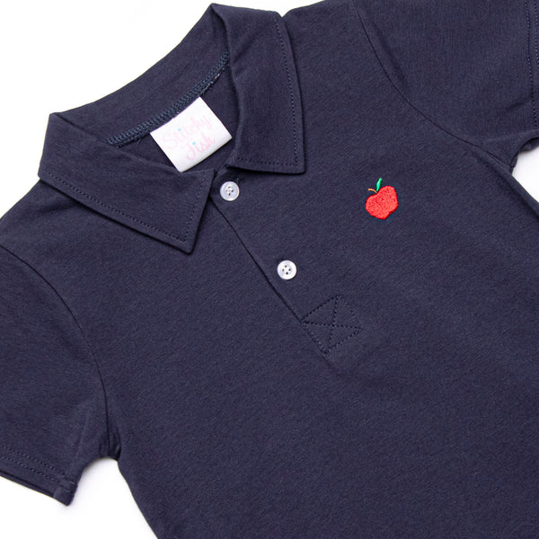 A+ Apple Embroidered Short Set, Blue