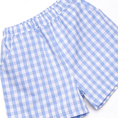 A+ Apple Embroidered Short Set, Blue