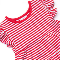 Penny Flutter Sleeve Dress, Red Stripe